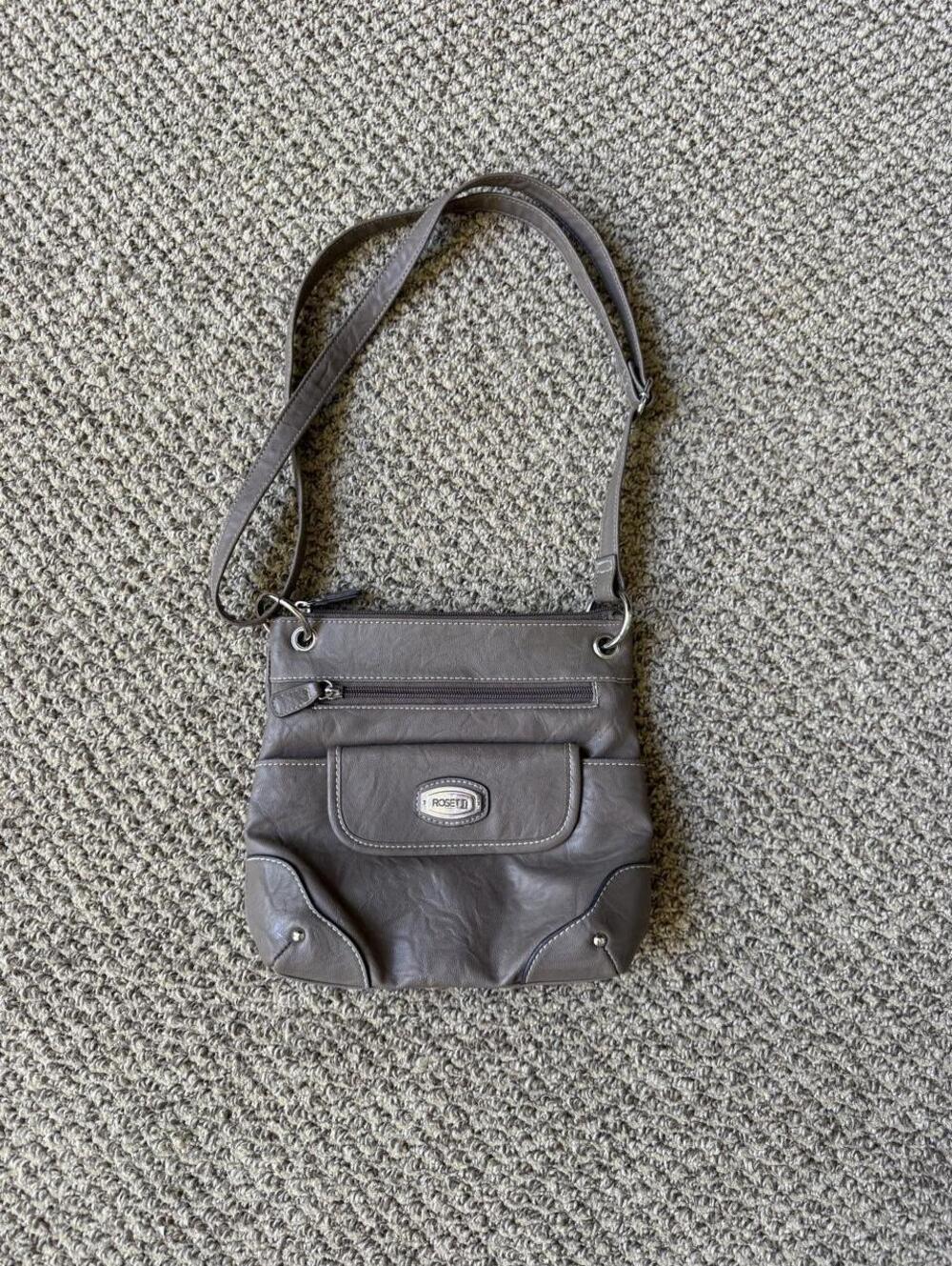 Gray y2k Rosetti leather crossbody bag with a boho vibe